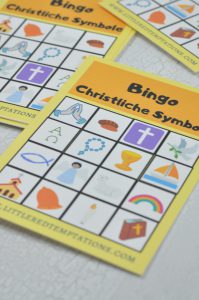 Perfekt für den Kommunionunterricht, die Sonntagsschule, Religion oder Gruppenstunde ist dieses Bingo mit christlichen Symbolen. Es verbindet Spielspaß mit Lerneffekt.