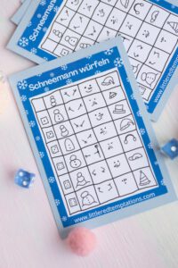 Ein lustiges Spiel für den Winter: Schneemann würfeln